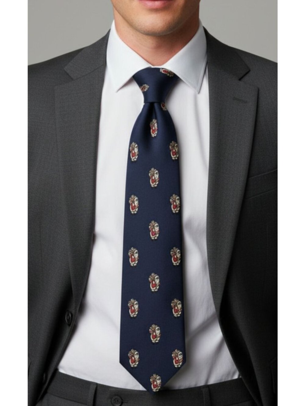 Navy Blue Santa Claus Christmas Necktie Men's Holiday Festive Novelty Tie